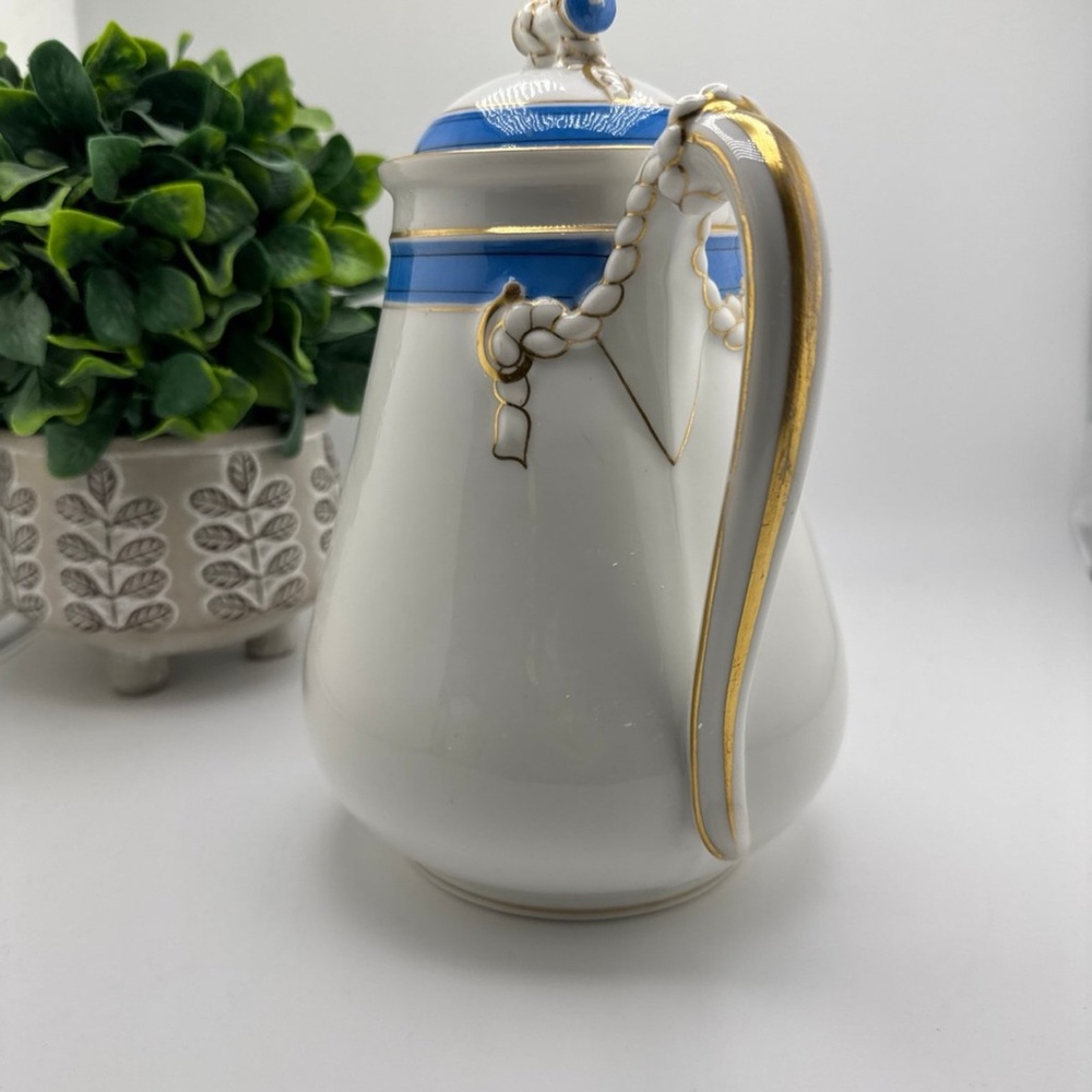 Antique c1879 H&C Haviland Limoges France Nautical Rope and Cable Coffee Teapot - Picture 3 of 6